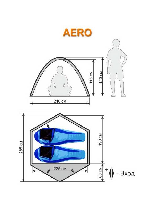 Размеры туристической палатки Aero.