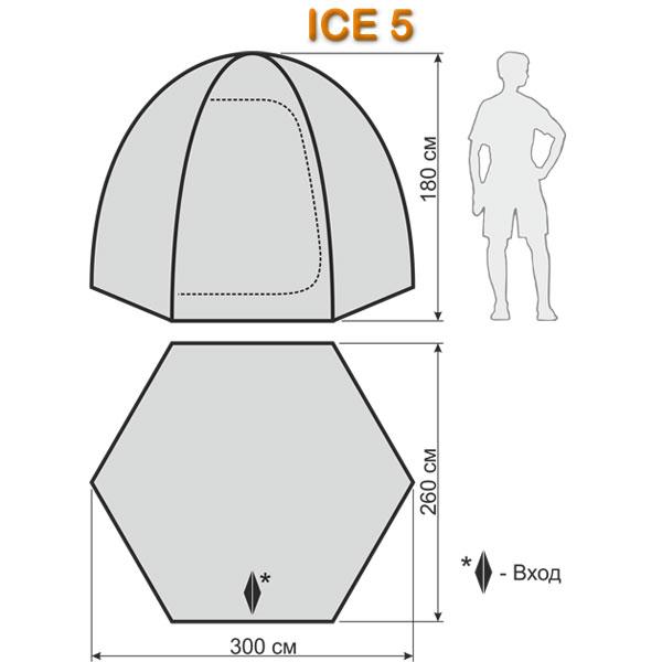 Размеры зимней рыболовной палатки ICE 5.