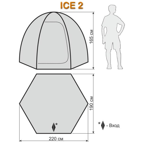 Размеры зимней рыболовной палатки ICE 2.